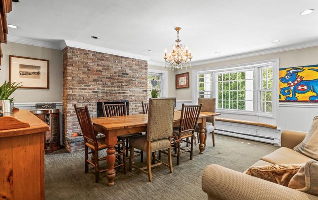 Chandelier, Dining room, Interior, Recessed Lighting, Stone Walls