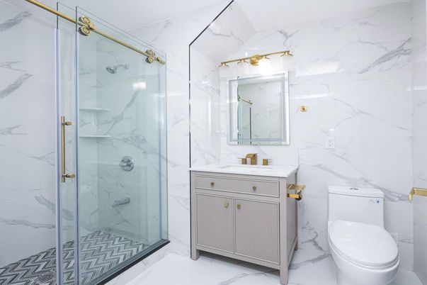 Bathroom, Glass Shower, Interior, Marble, Marble Walls