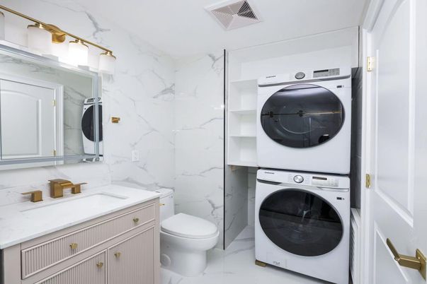 Bathroom, Interior, Marble, Marble Walls, Utility Closets, Washer