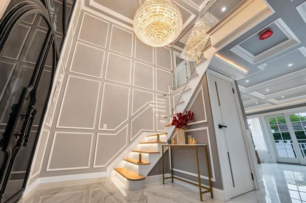 Chandelier, Interior, Marble, Recessed Lighting