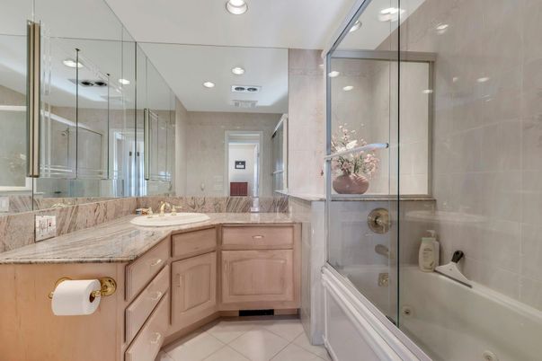 Bathroom, Dual Sink Vanities, Glass Shower, Interior, Recessed Lighting
