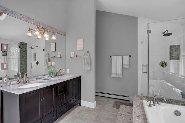 Bathroom, Dual Sink Vanities, Glass Shower, Interior