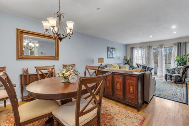 Chandelier, Dining room, Interior, Living room, Recessed Lighting, Wood Texture Flooring