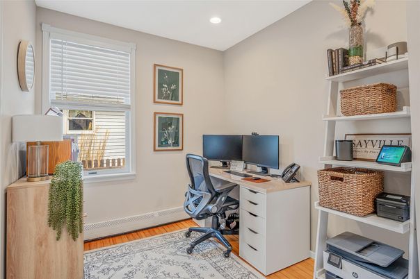 Home Office, Interior, Recessed Lighting, Wood Texture Flooring