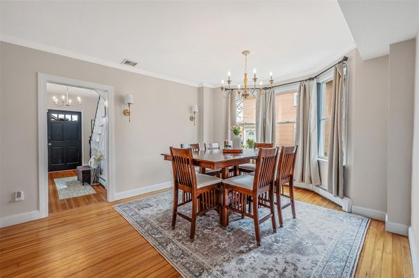 Chandelier, Dining room, Interior, Wood Texture Flooring