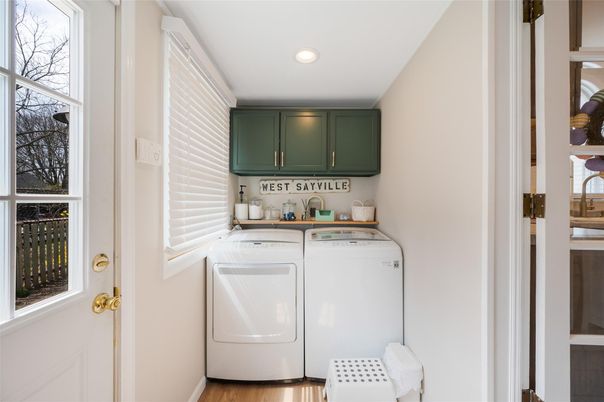 Interior, Recessed Lighting, Utility Closets, Washer, Wood Texture Flooring