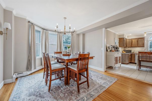 Dining room, Interior, Kitchen, Pendant Lights, Wood Texture Flooring