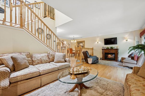Chandelier, Dining room, Fireplace, Interior, Living room, Wood Texture Flooring