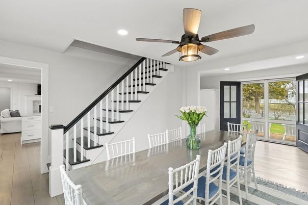 Dining room, Interior, Recessed Lighting, Wood Texture Flooring