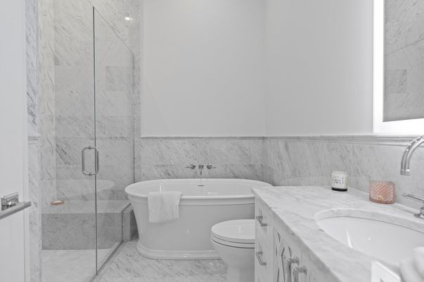Bathroom, Glass Shower, Interior, Marble, Marble Walls