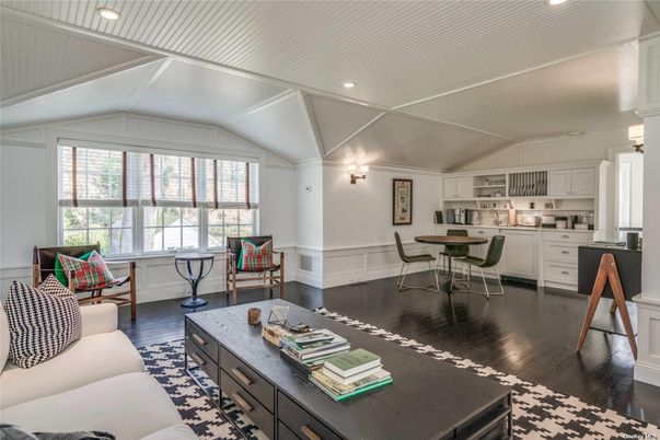 Dining room, Interior, Kitchen, Living room, Recessed Lighting, Wood Texture Flooring