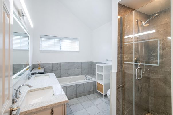 Bathroom, Dual Sink Vanities, Glass Shower, Interior