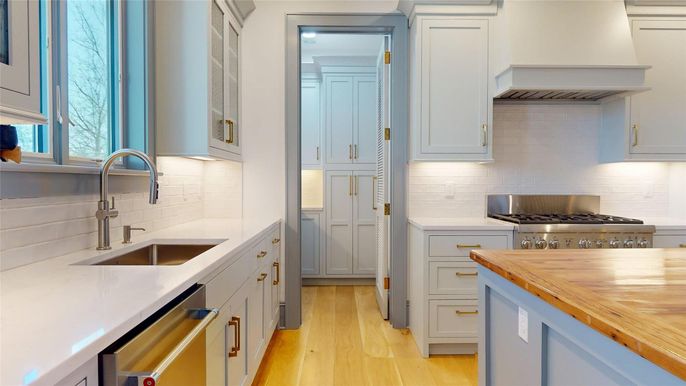 Interior, Kitchen, Stainless Steel Appliances, Wood Texture Flooring