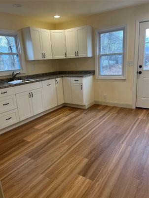 Interior, Kitchen, Recessed Lighting, Wood Texture Flooring