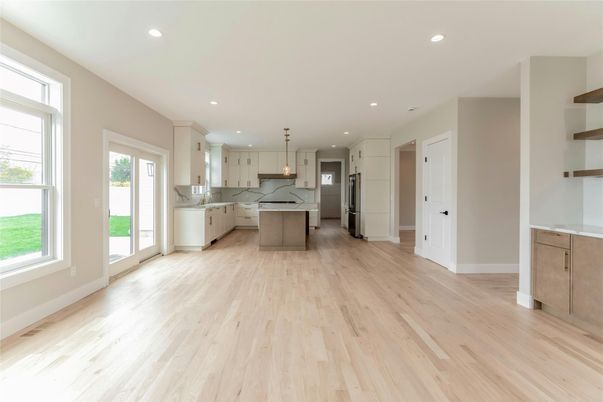 Interior, Kitchen, Pendant Lights, Recessed Lighting, Wood Texture Flooring