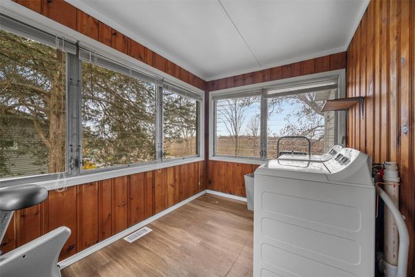 Interior, Washer, Wood Texture Flooring, Wooden Walls