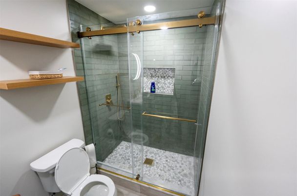 Bathroom, Glass Shower, Interior, Recessed Lighting