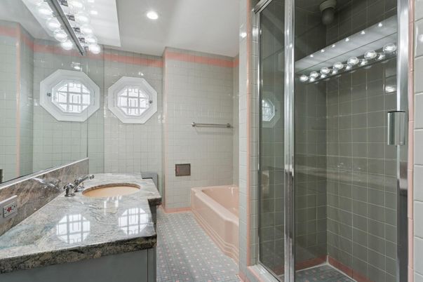 Bathroom, Glass Shower, Interior, Recessed Lighting