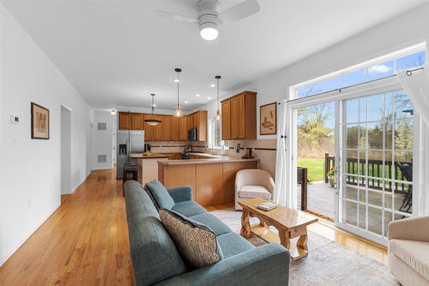 Interior, Kitchen, Living room, Pendant Lights, Recessed Lighting, Stainless Steel Appliances, Wood Texture Flooring