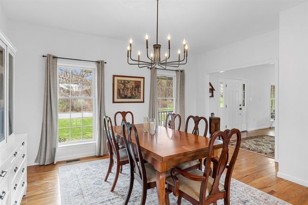 Chandelier, Dining room, Interior, Wood Texture Flooring