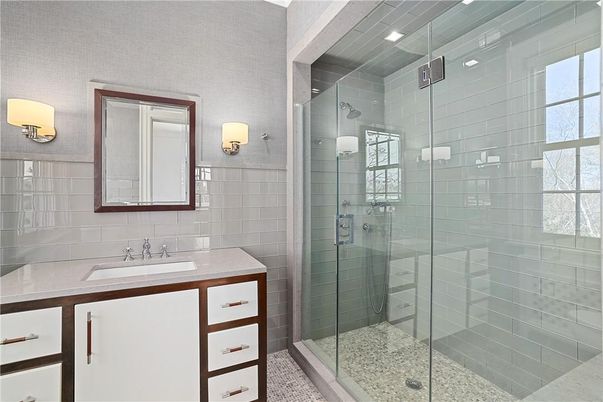 Bathroom, Glass Shower, Interior, Recessed Lighting