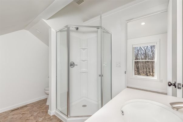 Bathroom, Glass Shower, Interior, Recessed Lighting