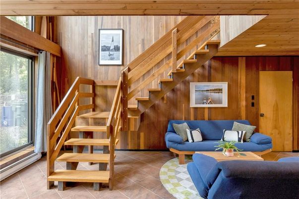 Interior, Living room, Recessed Lighting, Wooden Ceilings, Wooden Walls