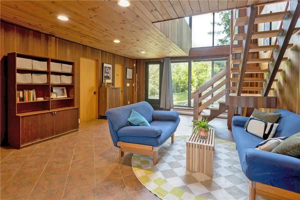 Interior, Living room, Recessed Lighting, Wooden Ceilings, Wooden Walls