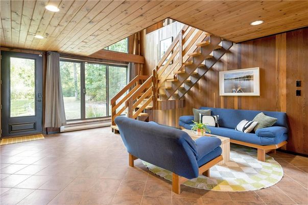 Interior, Living room, Recessed Lighting, Wooden Ceilings, Wooden Walls