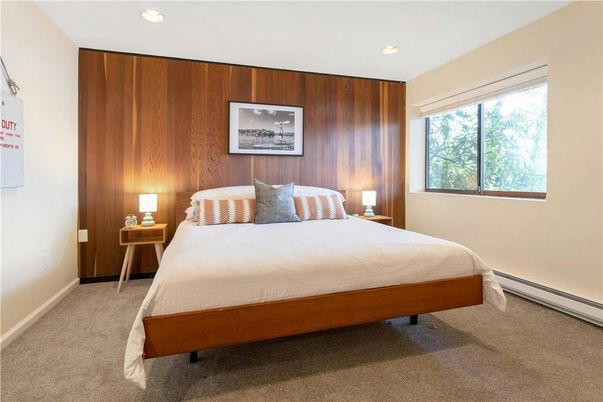 Bedroom, Interior, Recessed Lighting, Wooden Walls