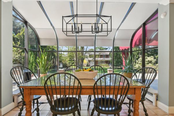Dining room, Interior, Pendant Lights, Sun Room
