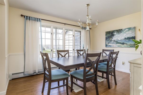 Chandelier, Dining room, Interior, Wood Texture Flooring
