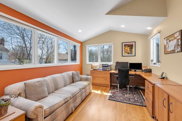 Home Office, Interior, Recessed Lighting, Wood Texture Flooring