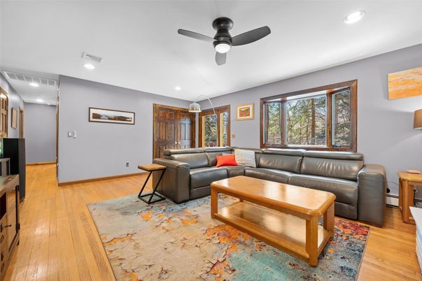 Interior, Living room, Recessed Lighting, Wood Texture Flooring