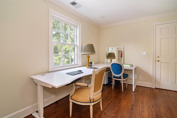 Home Office, Interior, Recessed Lighting, Wood Texture Flooring
