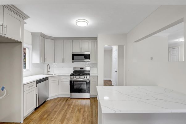 Interior, Kitchen, Stainless Steel Appliances, Wood Texture Flooring