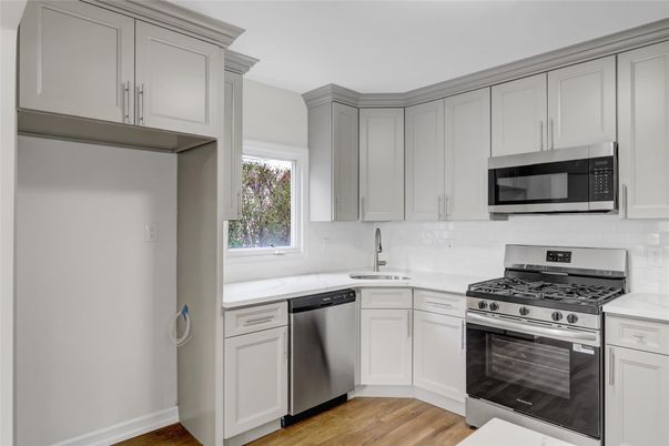 Interior, Kitchen, Stainless Steel Appliances, Wood Texture Flooring