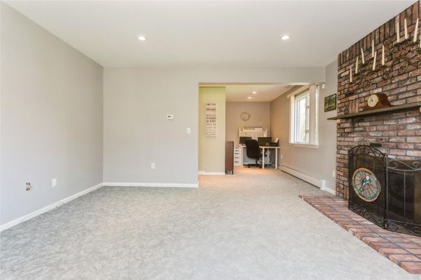 Fireplace, Interior, Recessed Lighting, Stone Walls