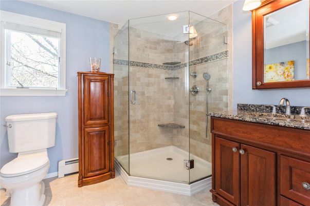 Bathroom, Glass Shower, Interior, Recessed Lighting