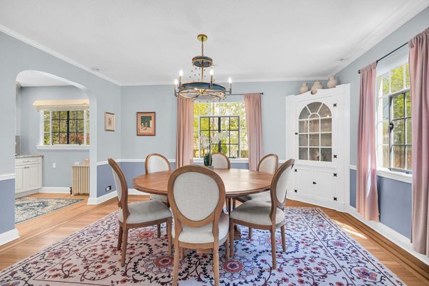Chandelier, Dining room, Interior, Wood Texture Flooring