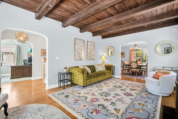 Chandelier, Dining room, Interior, Wooden Beams, Wooden Ceilings, Wood Texture Flooring