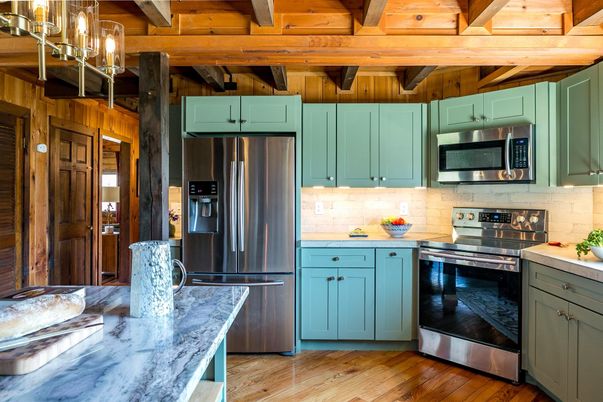 Interior, Kitchen, Stainless Steel Appliances, Wooden Beams, Wooden Ceilings, Wood Texture Flooring