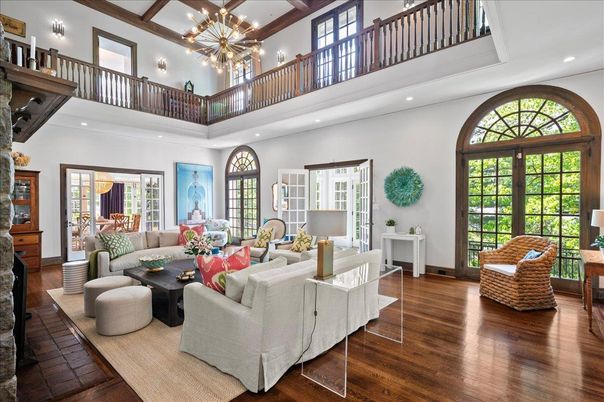Interior, Living room, Recessed Lighting, Wooden Beams, Wood Texture Flooring