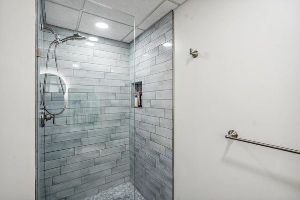 Bathroom, Glass Shower, Interior, Recessed Lighting