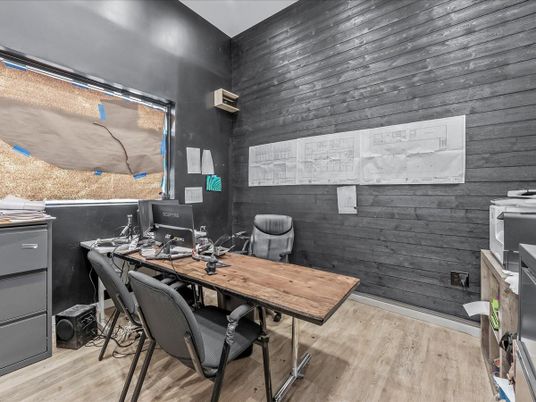 Home Office, Interior, Wood Texture Flooring, Wooden Walls