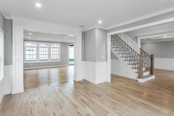 Empty room, Interior, Recessed Lighting, Wood Texture Flooring