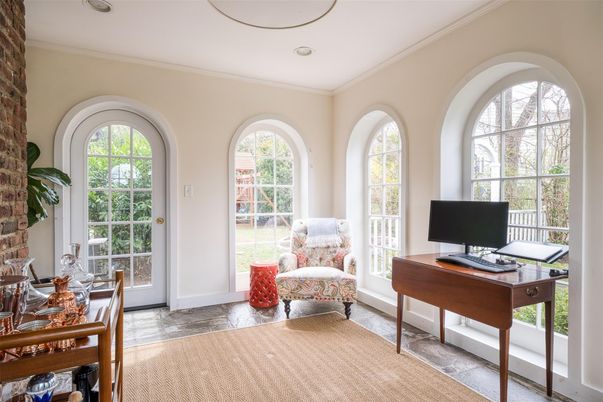 Home Office, Interior, Recessed Lighting, Wood Texture Flooring