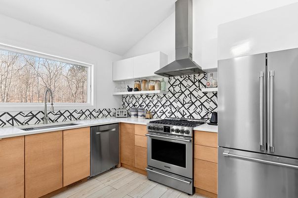 Interior, Kitchen, Stainless Steel Appliances, Wood Texture Flooring