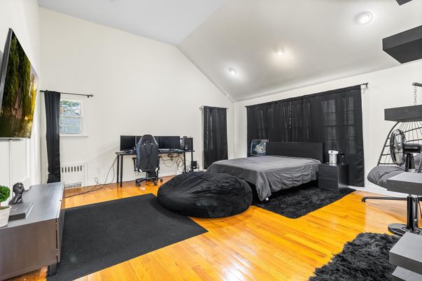 Bedroom, Home Office, Interior, Recessed Lighting, Wood Texture Flooring