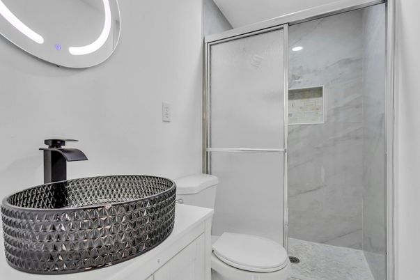 Bathroom, Glass Shower, Interior, Marble Walls